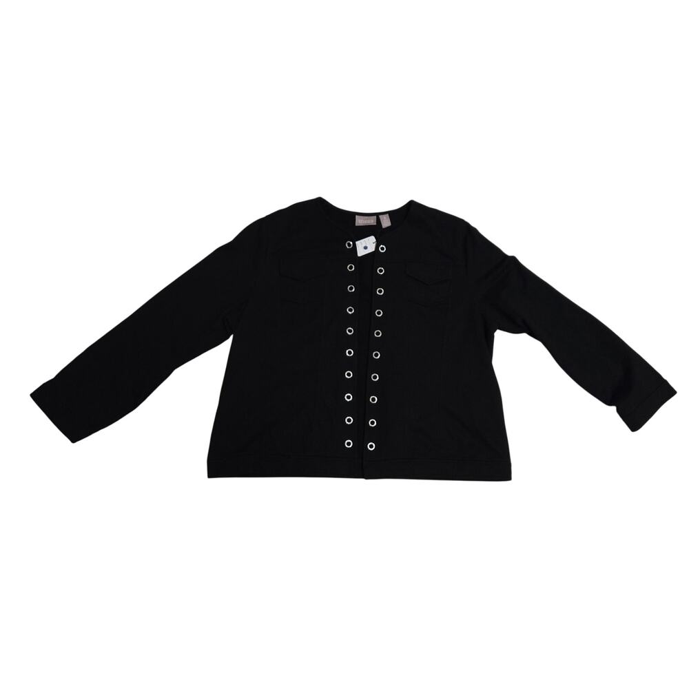 Chico's Knit black rhinestone detail shacket Sz 3 XL Mob wife Going out Classy - Picture 3 of 13